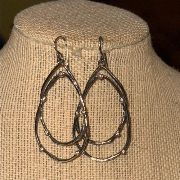 Retired Silpada Sterling Silver Teardrop & Crystal Constellation Earrings W2777 - Picture 1 of 5